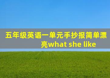 五年级英语一单元手抄报简单漂亮what she like